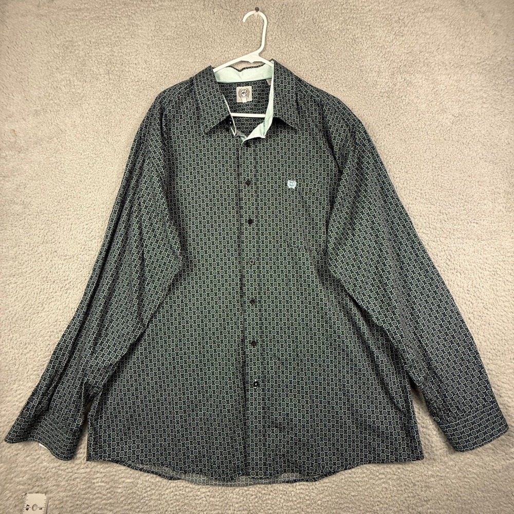 Cinch‎ Mens Geometric Print Long Sleeve Button Up Shirt Size XL